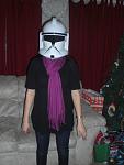 Jess with my cousin's Clone trooper helmet at Christmas. haha